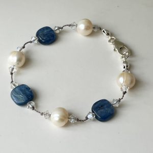Freshwater pearl and kyanite bracelet