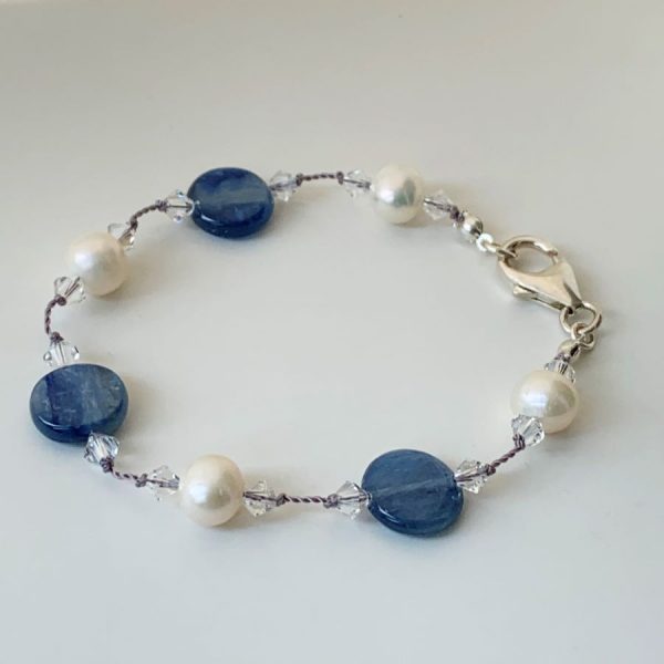 Freshwater pearl and kyanite bracelet