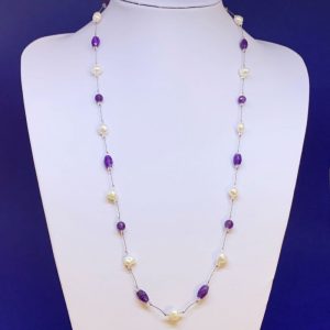 Freshwater pearl amethyst necklace