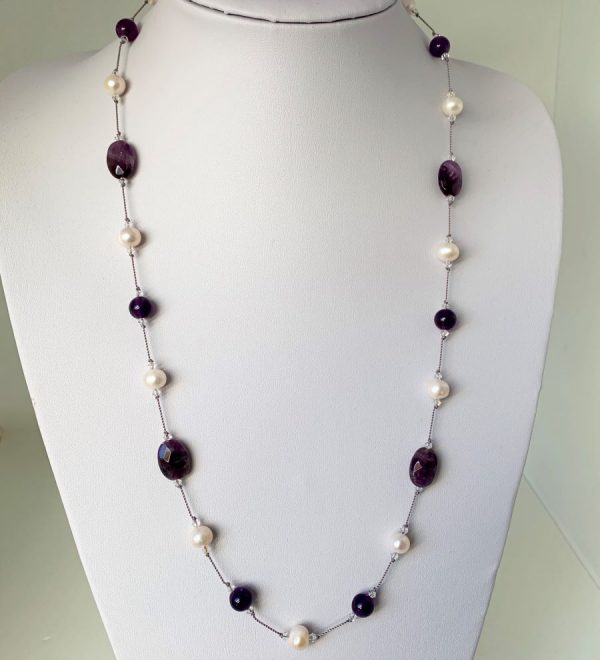 Freshwater pearl and Amethyst necklace