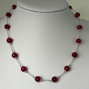 Ruby jade and Swarovski crystal necklace