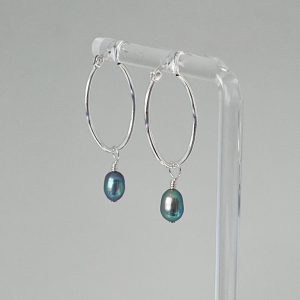 Sterling silver hoop earrings with freshwater pearls