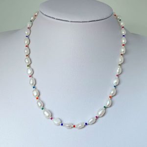 Freshwater pearl colourful necklace